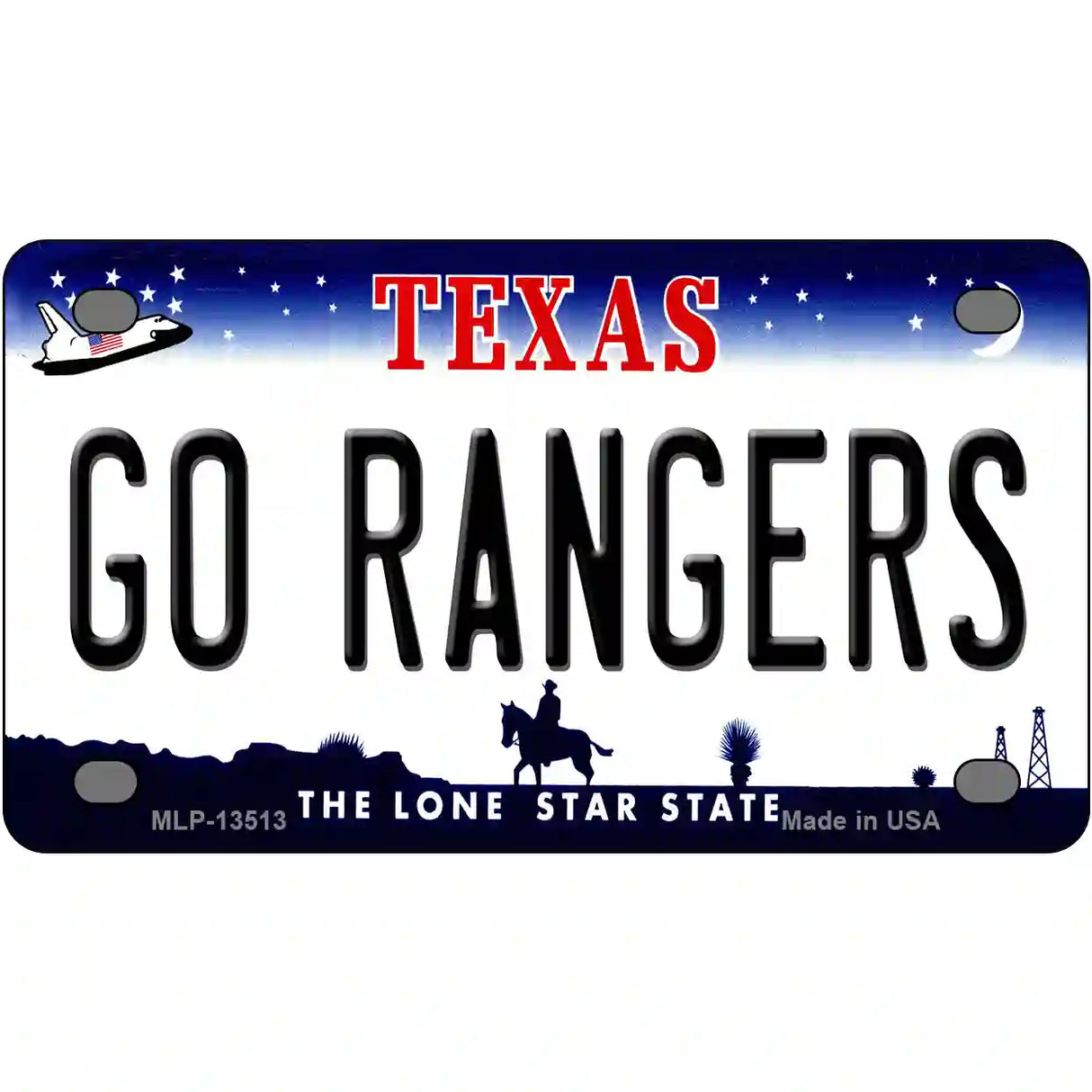 Go Rangers Texas Novelty Metal License Plate Tag 4" x 2.2" (MLP)