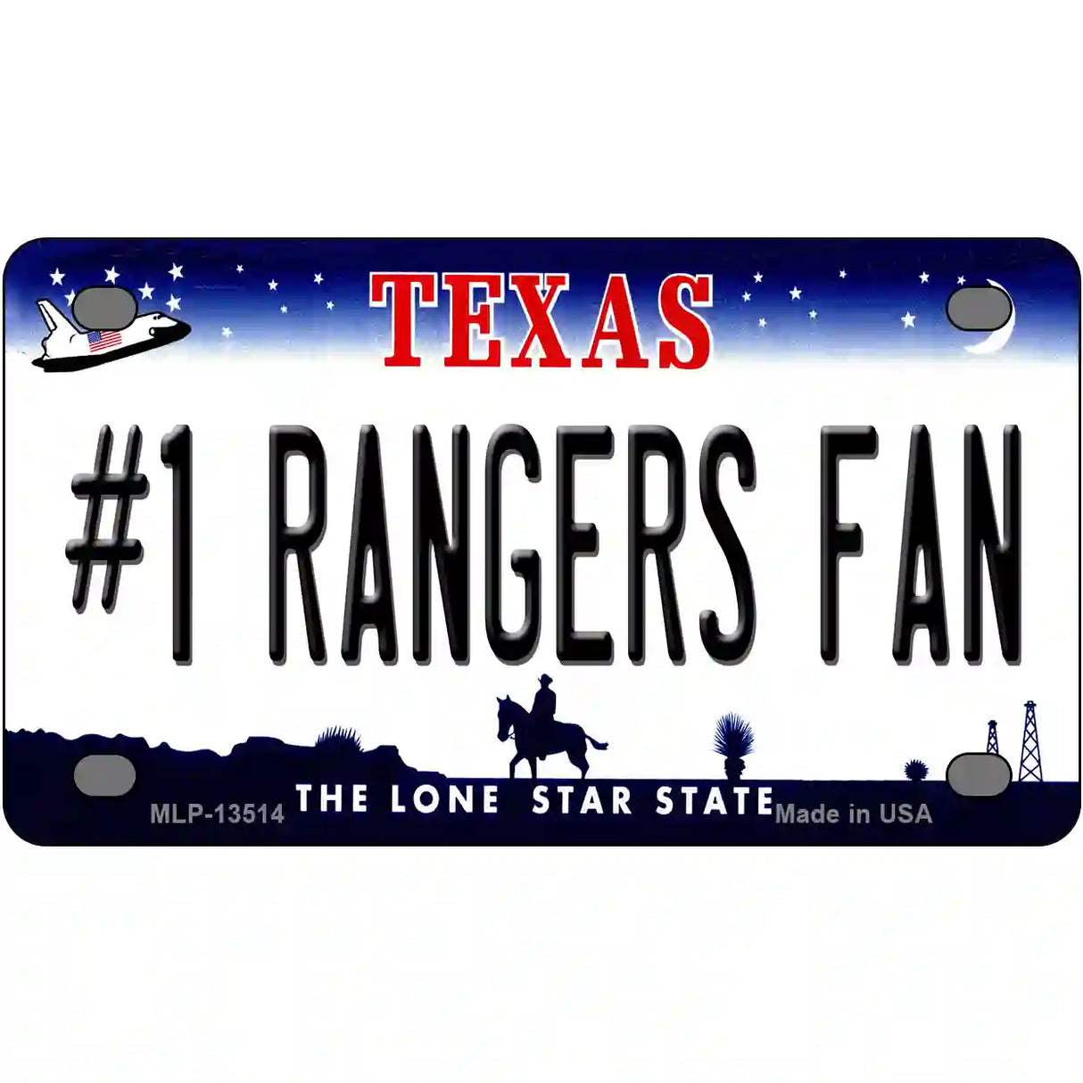 Number 1 Rangers Fan Baseball Novelty Metal License Plate Tag 4" x 2.2" (MLP)