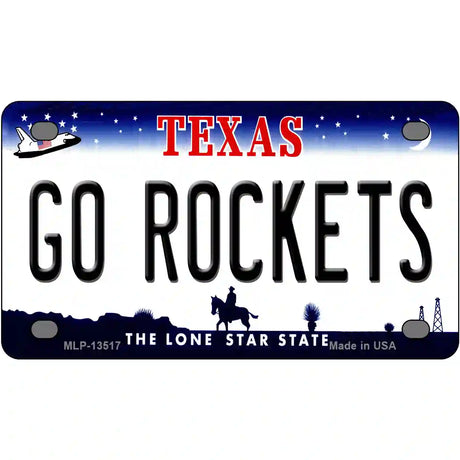 Go Rockets Novelty Metal License Plate Tag 4" x 2.2" (MLP)