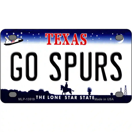 Go Spurs Novelty Metal License Plate Tag 4" x 2.2" (MLP)