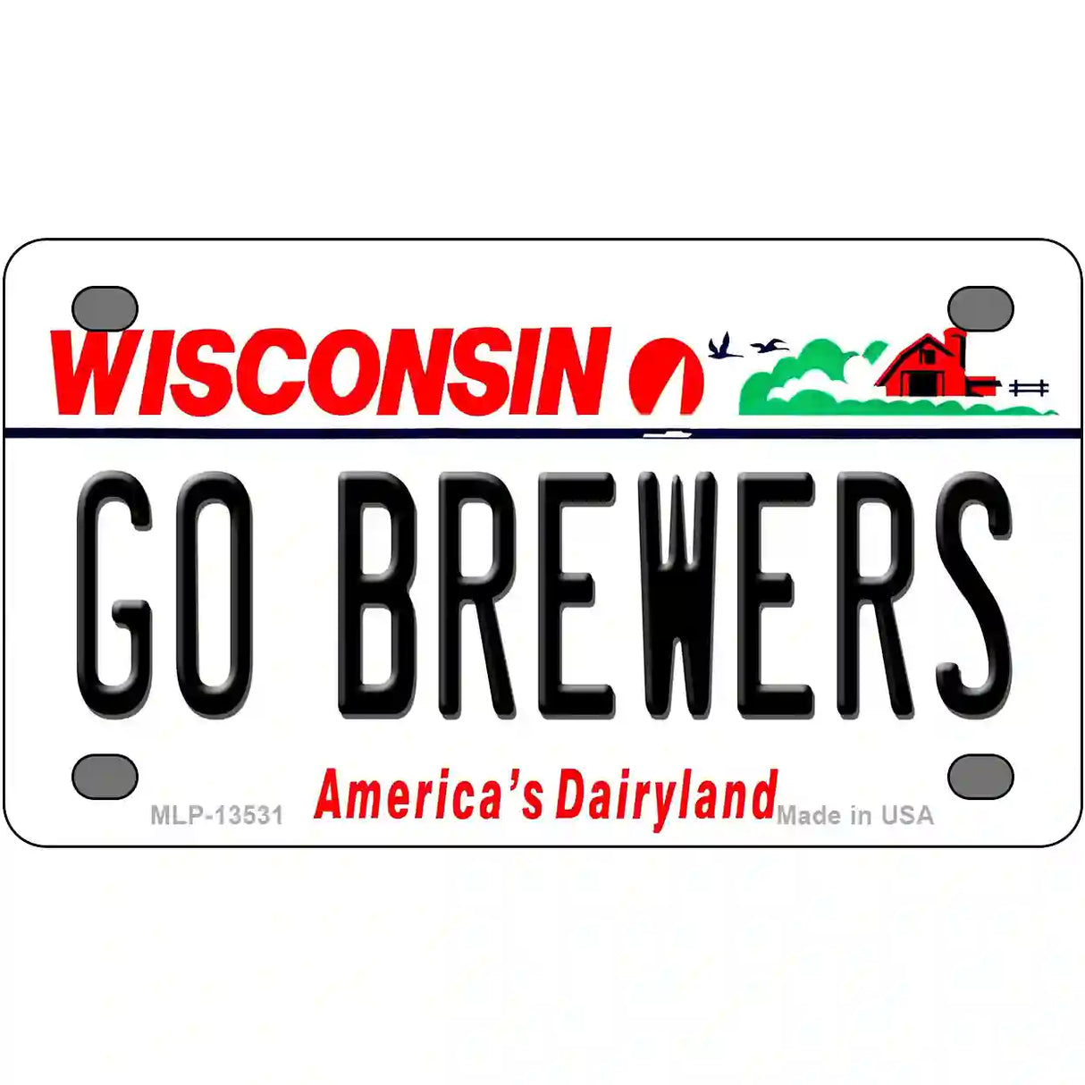 Go Brewers Novelty Metal License Plate Tag 4" x 2.2" (MLP)