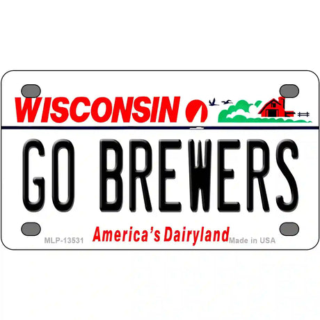 Go Brewers Novelty Metal License Plate Tag 4" x 2.2" (MLP)