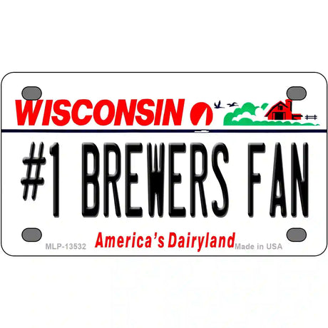 Number 1 Brewers Fan Novelty Metal License Plate Tag 4" x 2.2" (MLP)