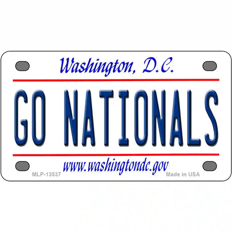 Go Nationals Novelty Metal License Plate Tag 4" x 2.2" (MLP)