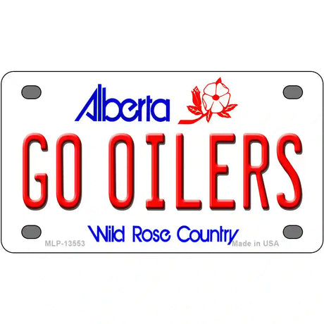 Go Oilers Novelty Metal License Plate Tag 4" x 2.2" (MLP)