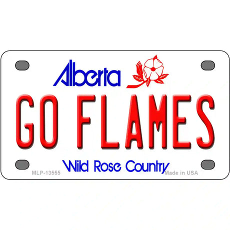 Go Flames Novelty Metal License Plate Tag 4" x 2.2" (MLP)