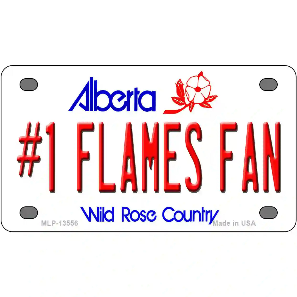 Number 1 Flames Fan Novelty Metal License Plate Tag 4" x 2.2" (MLP)