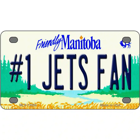 Number 1 Jets Fan Hockey Novelty Metal License Plate Tag 4" x 2.2" (MLP)