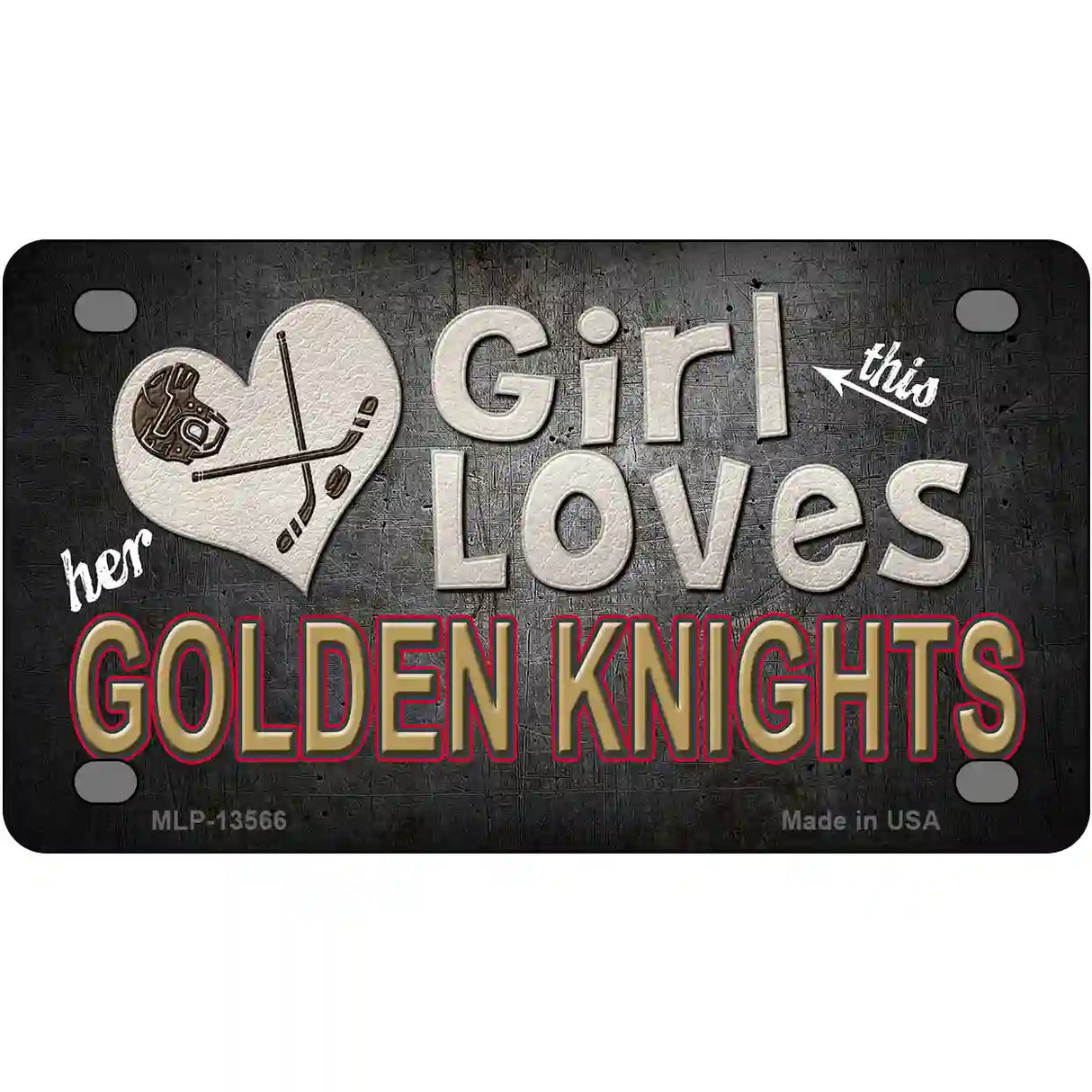 This Girl Loves Her Golden Knights Novelty Metal License Plate Tag 4" x 2.2" (MLP)