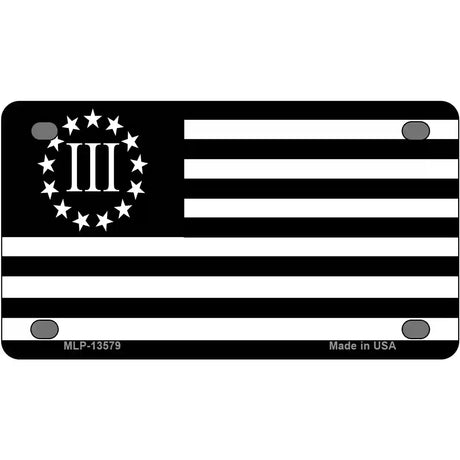 3 Percenter American Flag Novelty Metal License Plate Tag 4" x 2.2" (MLP)