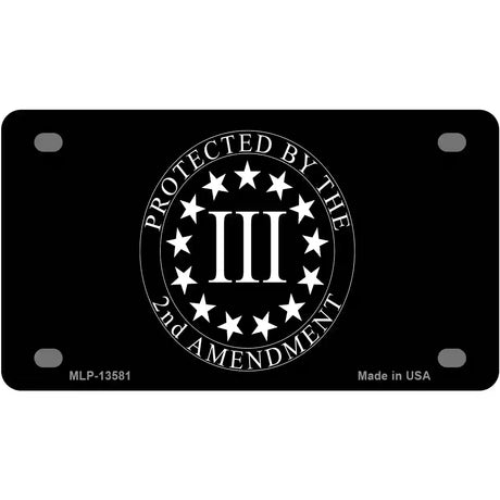 Protected by 2nd Amendment Novelty Metal License Plate Tag 4" x 2.2" (MLP)