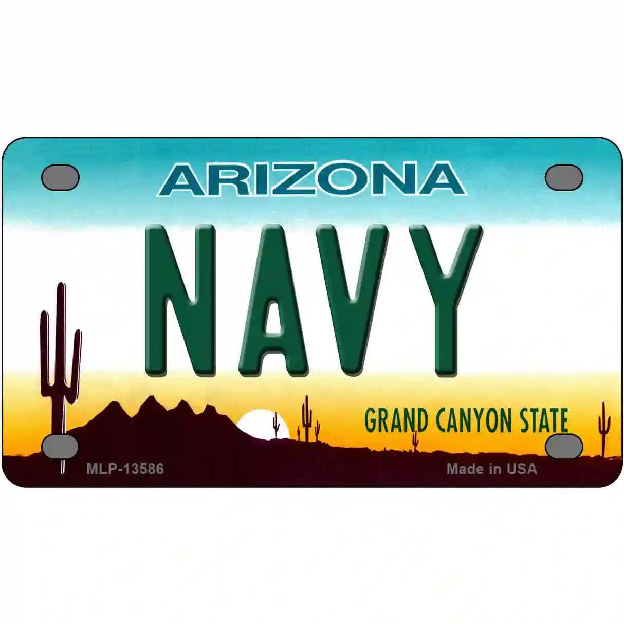 Navy Arizona Novelty Metal License Plate Tag 4" x 2.2" (MLP)