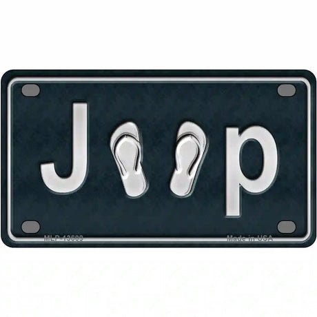 J**P Flipflop Novelty Metal License Plate Tag 4" x 2.2" (MLP)