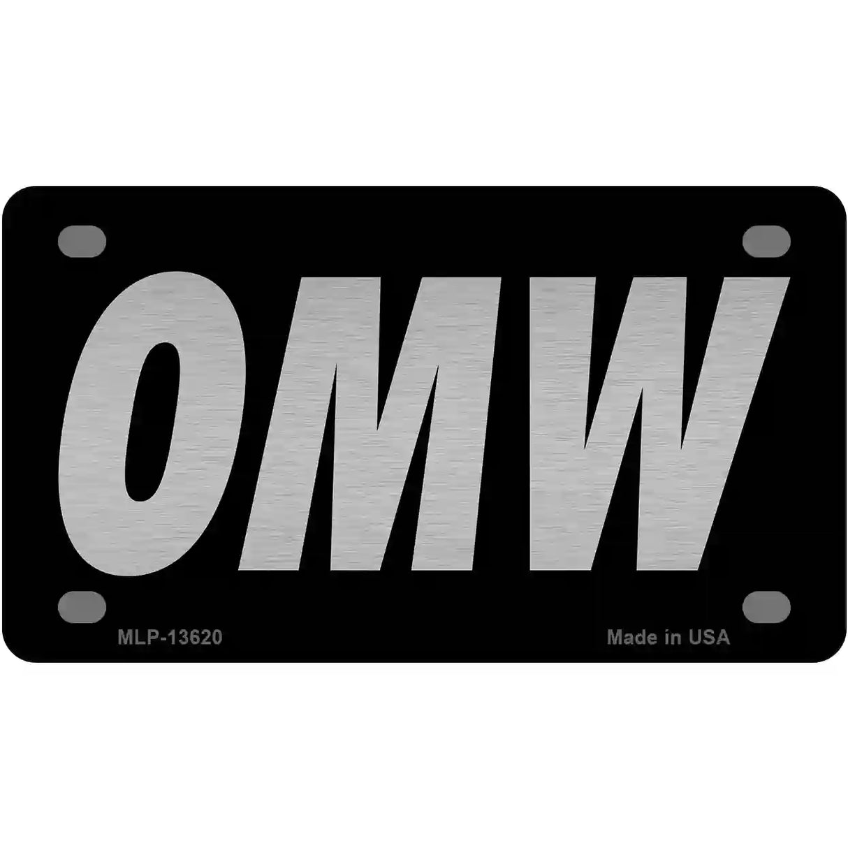 OMW Black Novelty Metal License Plate Tag 4" x 2.2" (MLP)