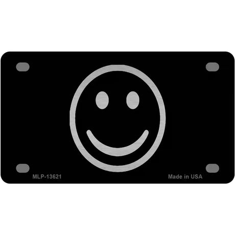 Smiley Black Novelty Metal License Plate Tag 4" x 2.2" (MLP)