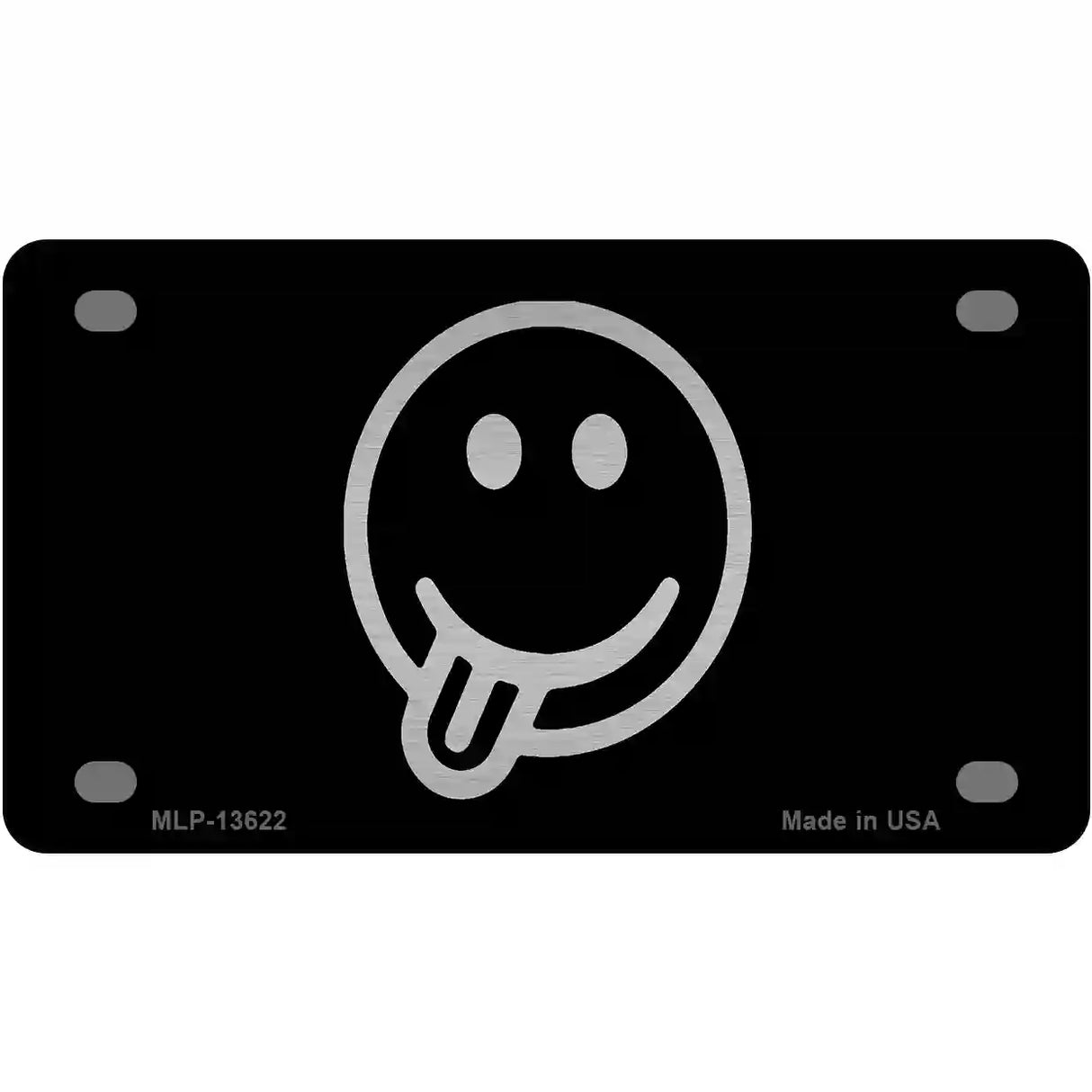 Tongue Out Black Novelty Metal License Plate Tag 4" x 2.2" (MLP)