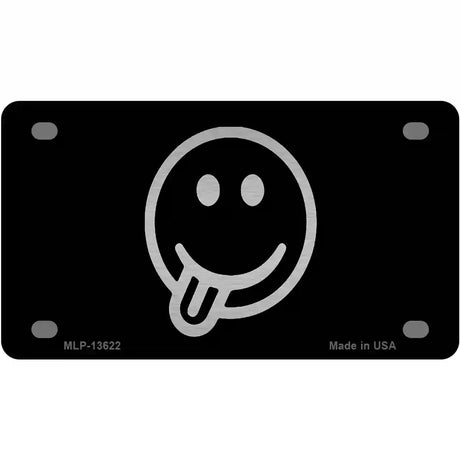 Tongue Out Black Novelty Metal License Plate Tag 4" x 2.2" (MLP)