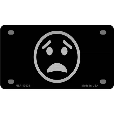 Worried Black Novelty Metal License Plate Tag 4" x 2.2" (MLP)