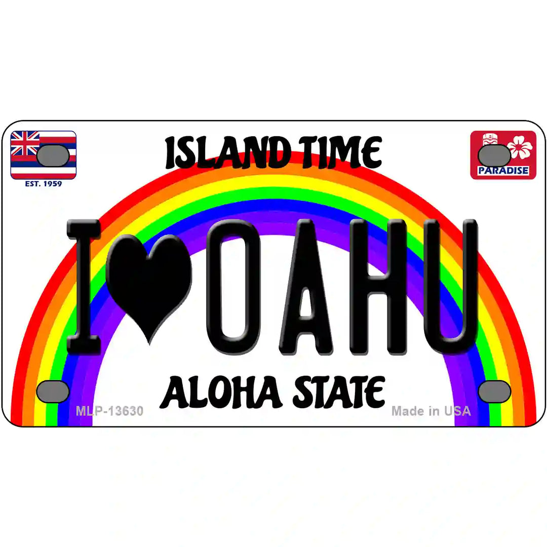 I Heart Oahu Novelty Metal License Plate Tag 4" x 2.2" (MLP)