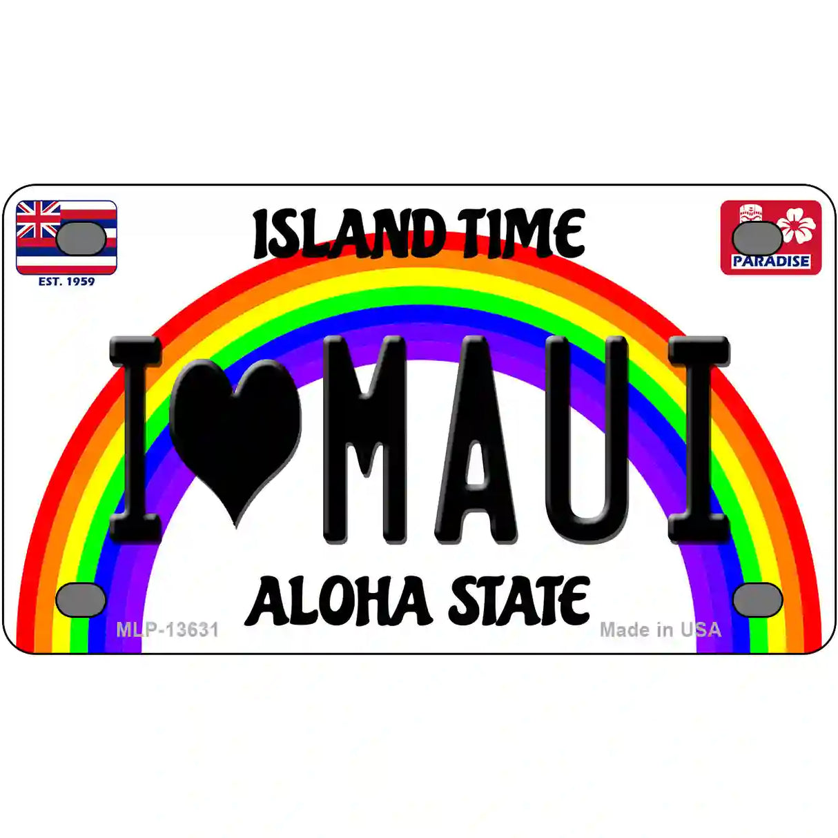 I Heart Maui Novelty Metal License Plate Tag 4" x 2.2" (MLP)