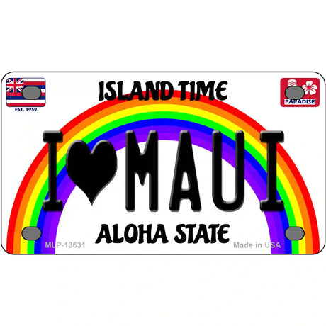 I Heart Maui Novelty Metal License Plate Tag 4" x 2.2" (MLP)