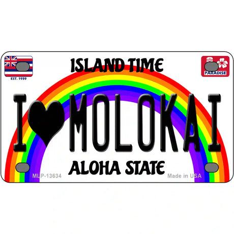 I Heart Molokai Novelty Metal License Plate Tag 4" x 2.2" (MLP)