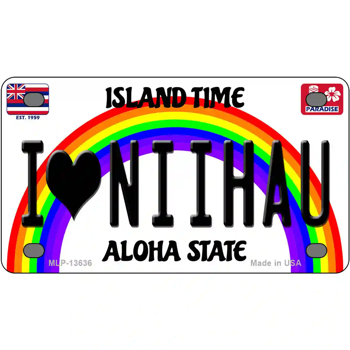 I Heart Niihau Novelty Metal License Plate Tag 4" x 2.2" (MLP)