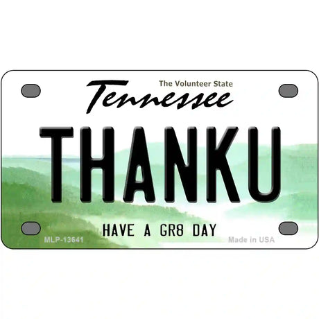 Thank You Novelty Metal License Plate Tag 4" x 2.2" (MLP)