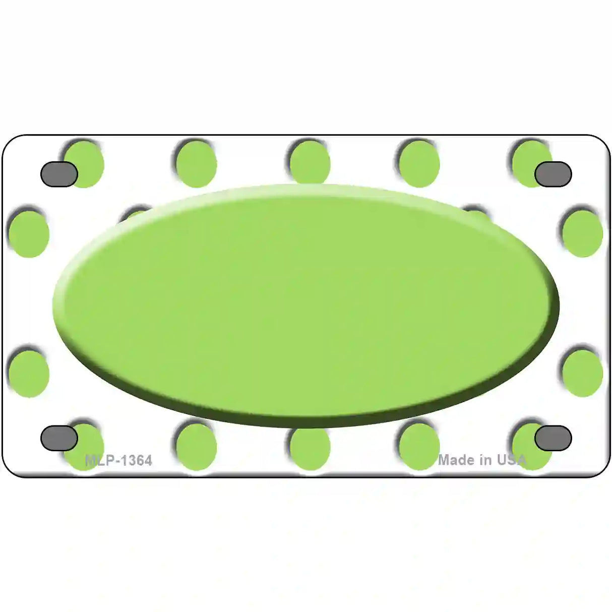 Lime Green White Polka Dot Center Oval Metal Novelty License Plate 4" x 2.2" (MLP)