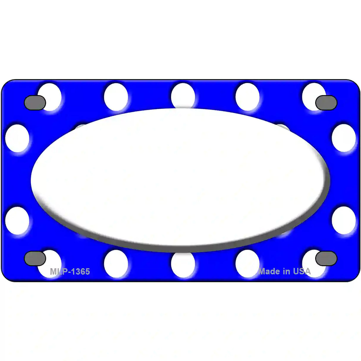 White Royal Blue Polka Dot Center Oval Metal Novelty License Plate 4" x 2.2" (MLP)