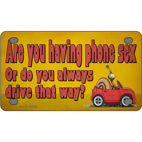 Are You Having Phone Sex Novelty Metal License Plate Tag 4" x 2.2" (MLP)