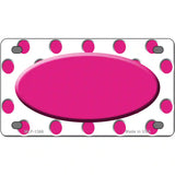 Hot Pink White Polka Dot Center Oval Metal Novelty License Plate 4" x 2.2" (MLP)