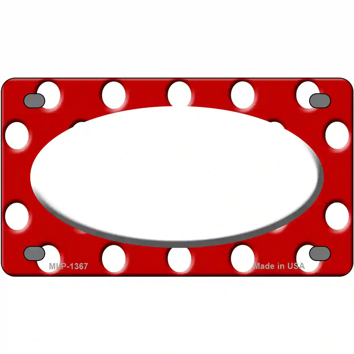 White Red Polka Dot Center Oval Metal Novelty License Plate