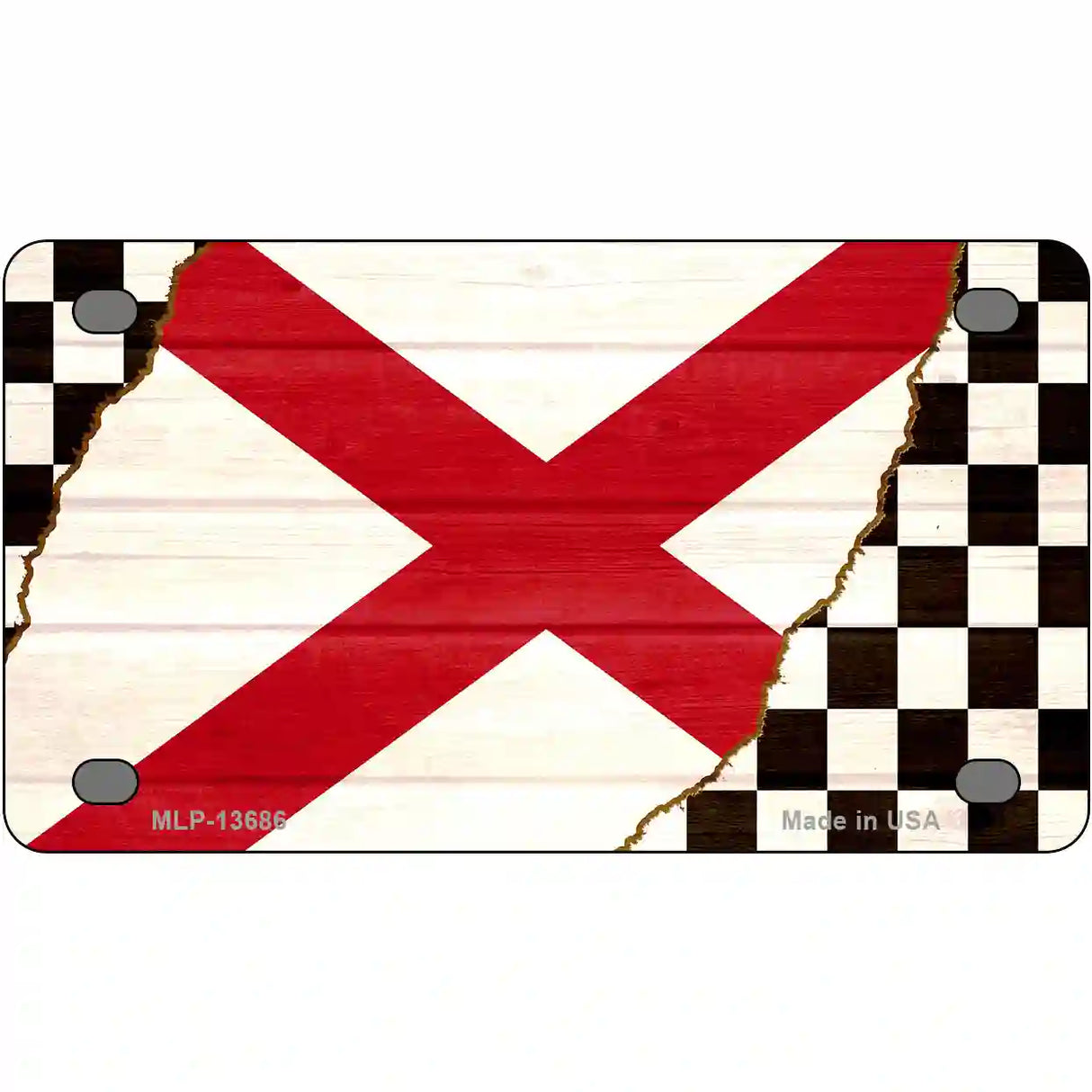 Alabama Racing Flag Novelty Metal License Plate Tag 4" x 2.2" (MLP)