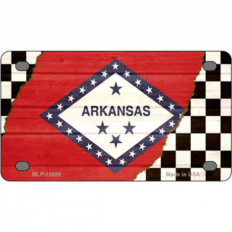 Arkansas Racing Flag Novelty Metal License Plate Tag 4" x 2.2" (MLP)