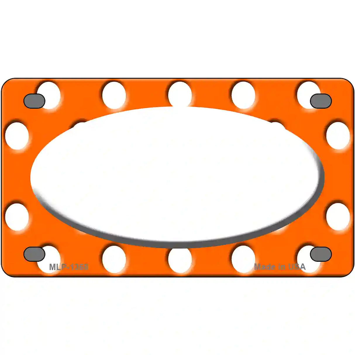 White Orange Polka Dots Center Oval Metal Novelty License Plate 4" x 2.2" (MLP)