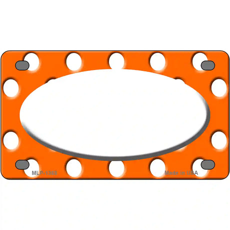 White Orange Polka Dots Center Oval Metal Novelty License Plate 4" x 2.2" (MLP)