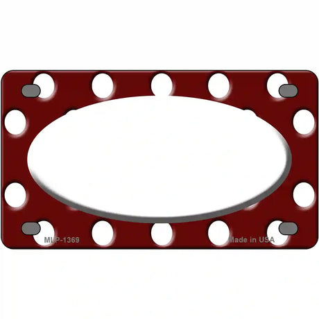 White Burgundy Polka Dot White Center Oval Metal Novelty License Plate 4" x 2.2" (MLP)