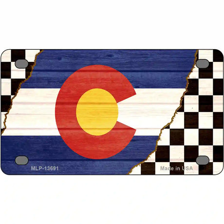 Colorado Racing Flag Novelty Metal License Plate Tag 4" x 2.2" (MLP)