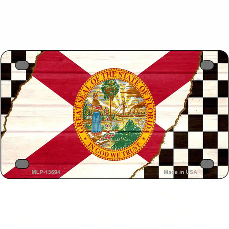 Florida Racing Flag Novelty Metal License Plate Tag 4" x 2.2" (MLP)