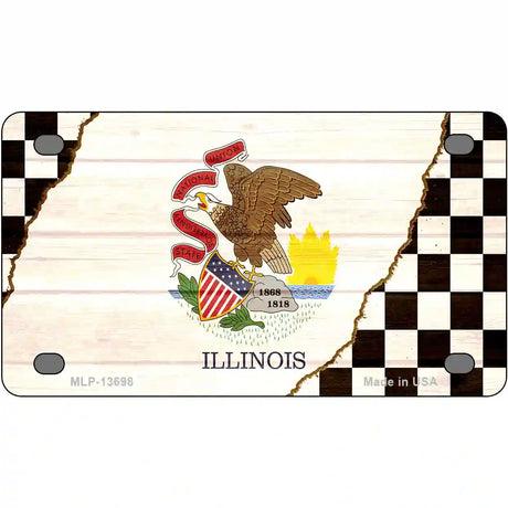 Illinois Racing Flag Novelty Metal License Plate Tag 4" x 2.2" (MLP)