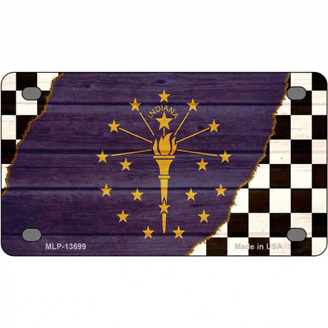 Indiana Racing Flag Novelty Metal License Plate Tag 4" x 2.2" (MLP)