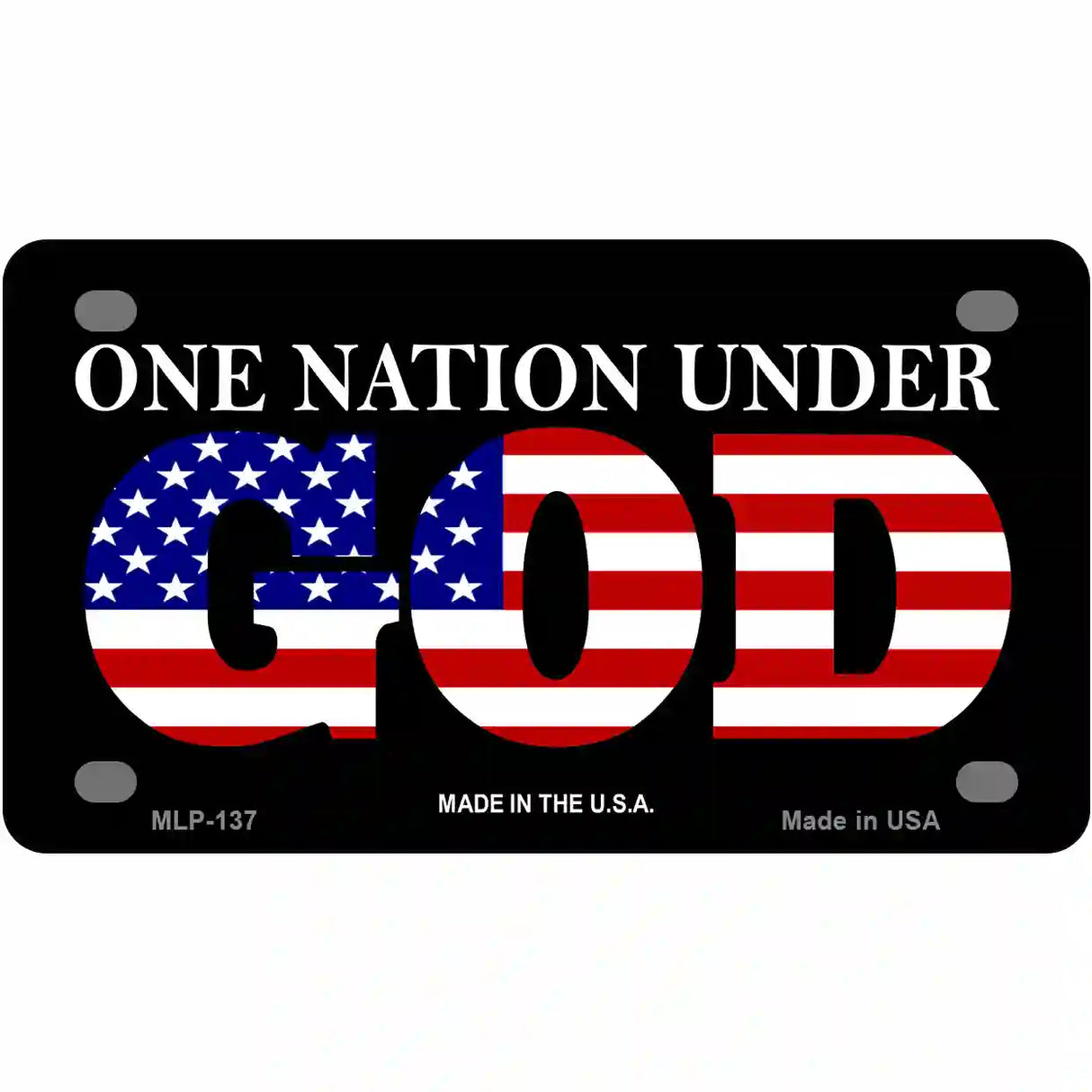 One Nation Under God Metal Novelty License Plate 4" x 2.2" (MLP)