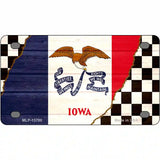 Iowa Racing Flag Novelty Metal License Plate Tag 4" x 2.2" (MLP)