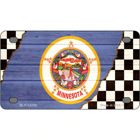 Minnesota Racing Flag Novelty Metal License Plate Tag 4" x 2.2" (MLP)