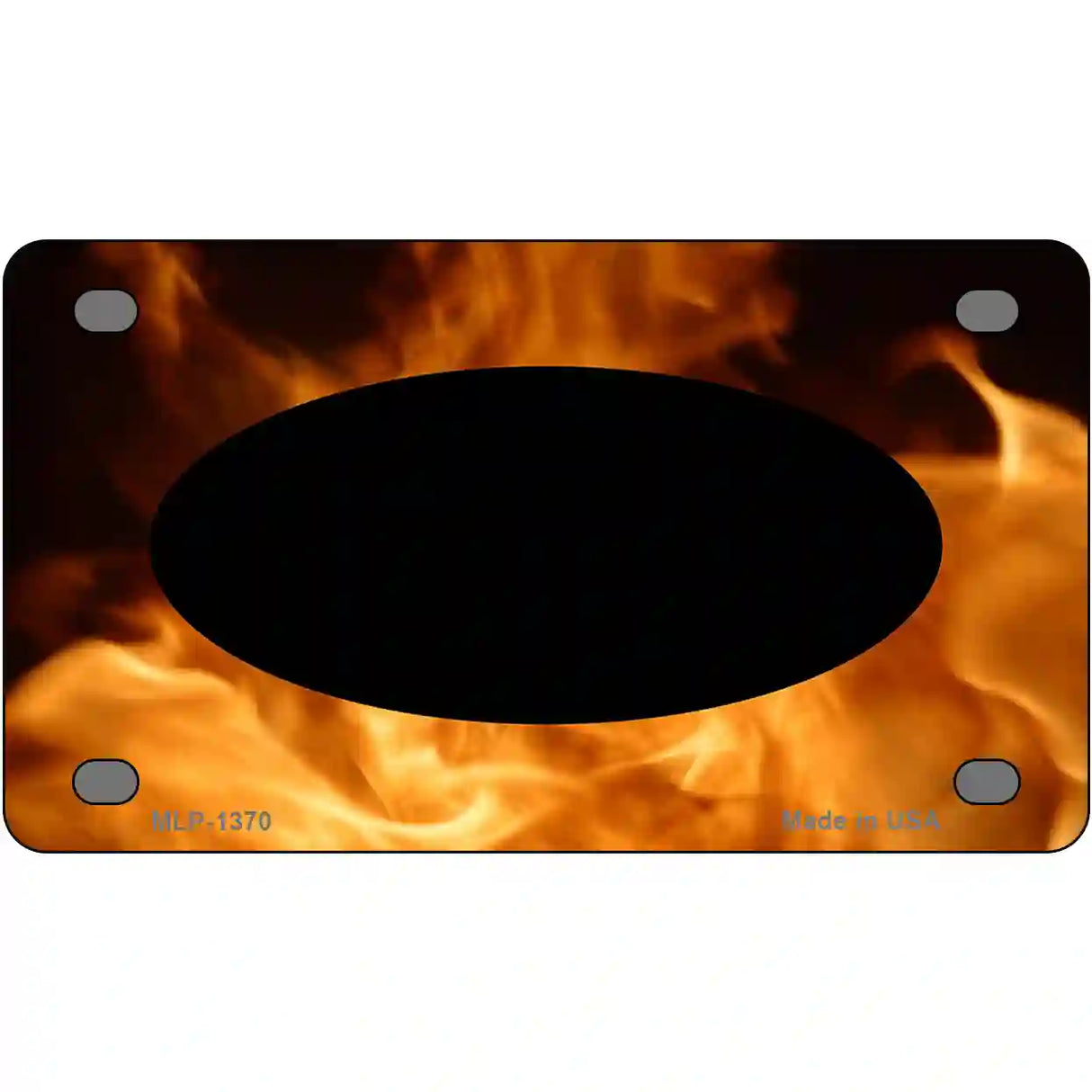 Real Flame With Black Center Oval Metal Novelty License Plate 4" x 2.2" (MLP)