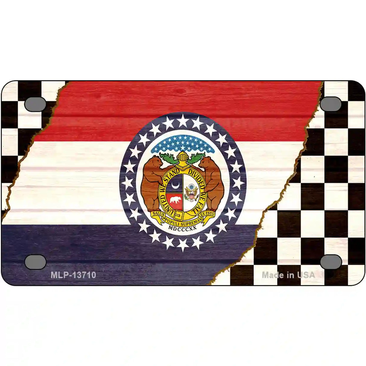 Missouri Racing Flag Novelty Metal License Plate Tag 4" x 2.2" (MLP)