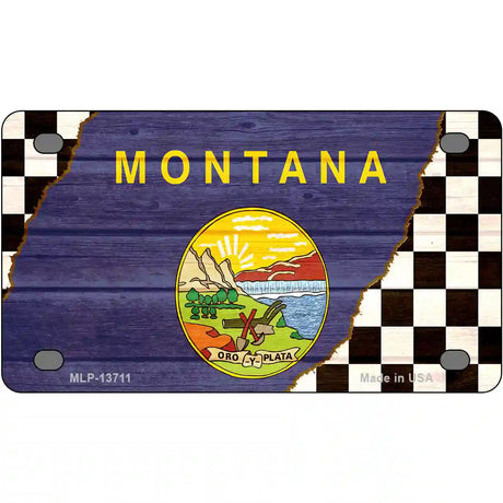 Montana Racing Flag Novelty Metal License Plate Tag 4" x 2.2" (MLP)