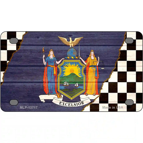 New York Racing Flag Novelty Metal License Plate Tag 4" x 2.2" (MLP)