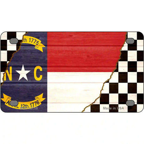 North Carolina Racing Flag Novelty Metal License Plate Tag 4" x 2.2" (MLP)